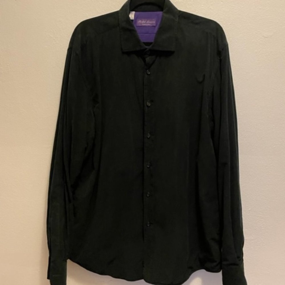 Rare Ralph Lauren Purple Label black fine wale needlecord shirt